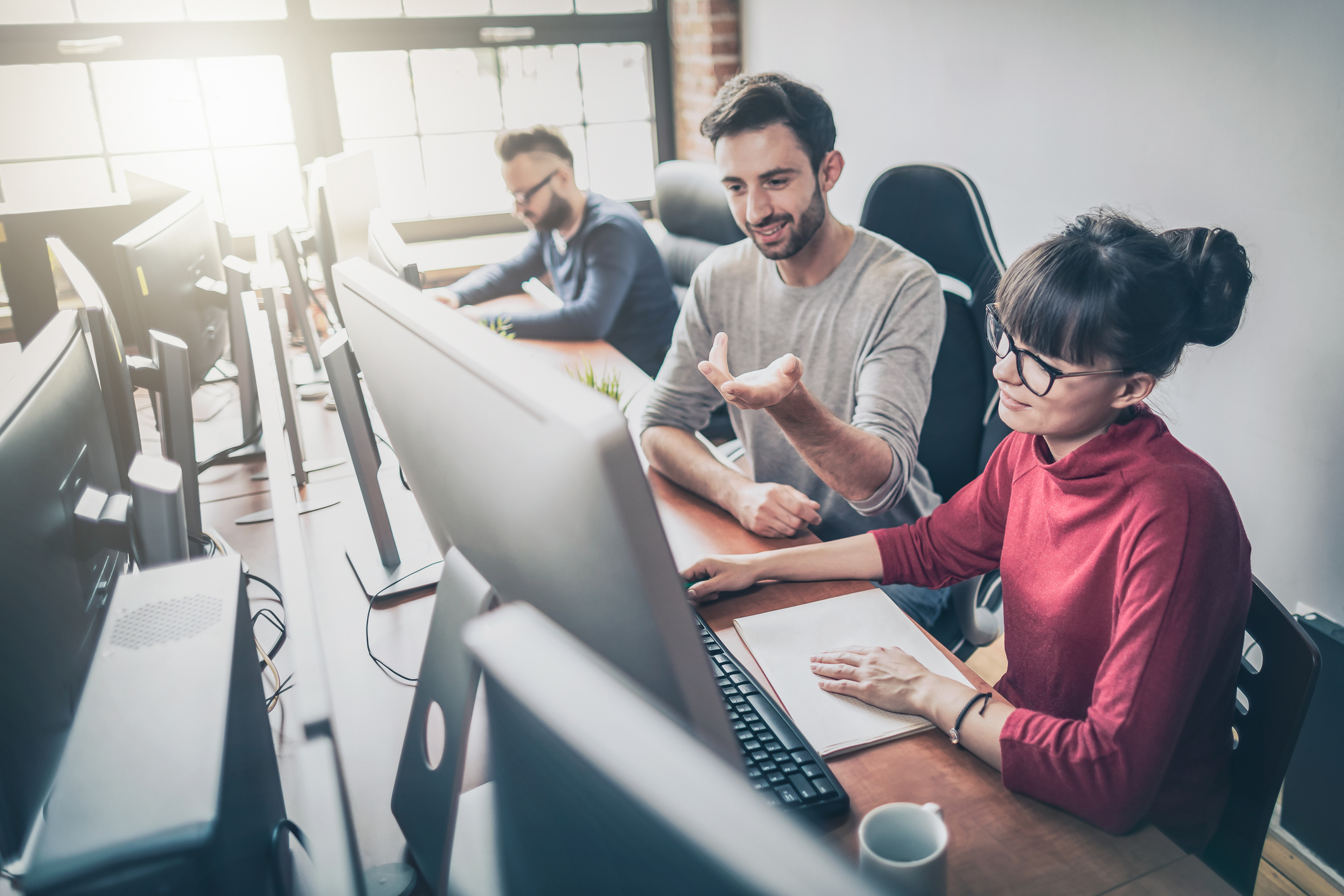 employees working on IT angular skills.